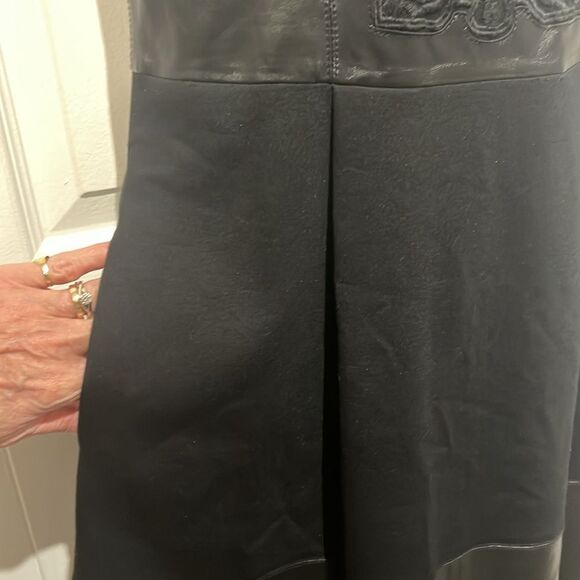 Rachel Roy Black Leather and Fabric Fit & Flare‎ Sleeveless Dress Size 8 NWT - Picture 7 of 15